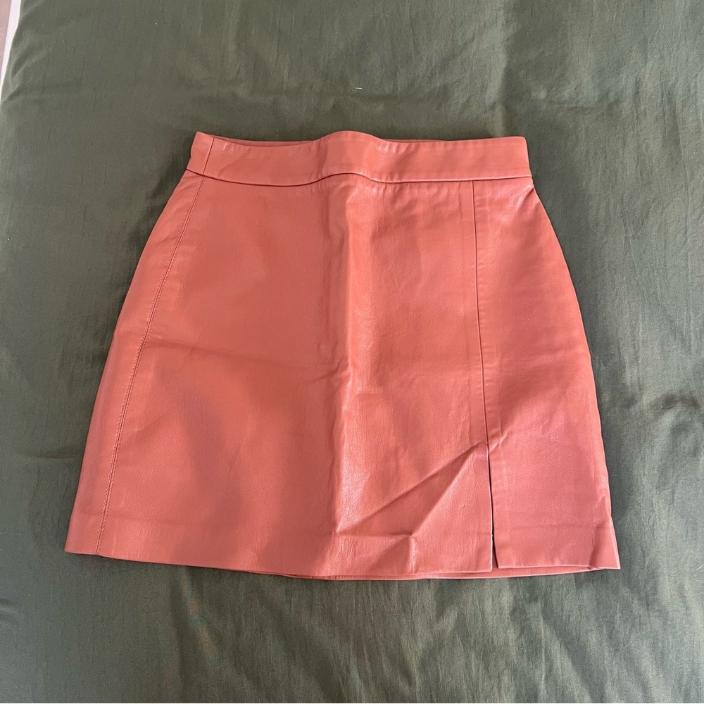 Wilfred tan mini skirt from aritzia vegan leather